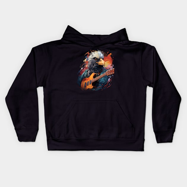 Albatross Playing Guitar Kids Hoodie by JH Mart